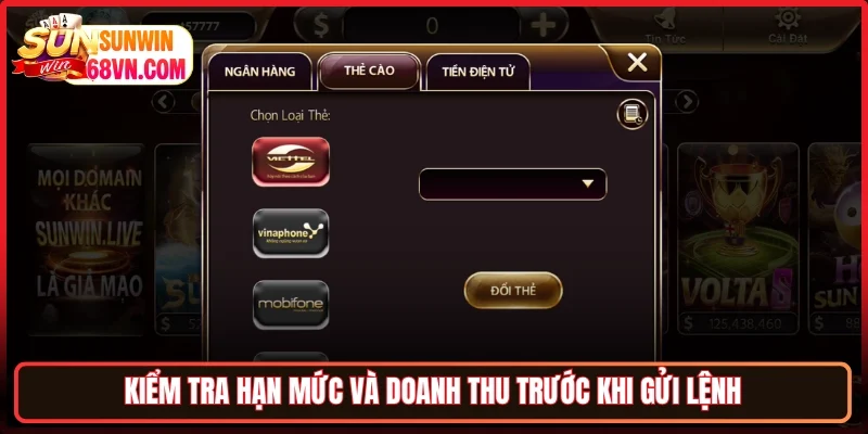 Kiểm tra hạn mức và doanh thu trước khi gửi lệnh